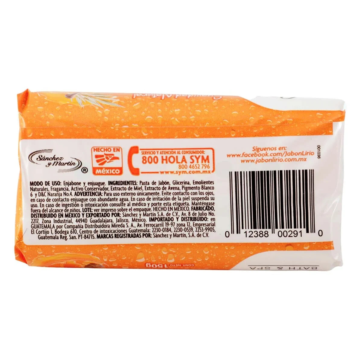 12 x Lirio Miel y Avena (Honey & Oats) Bath & Spa Soap Suavidad Natural 150g EA