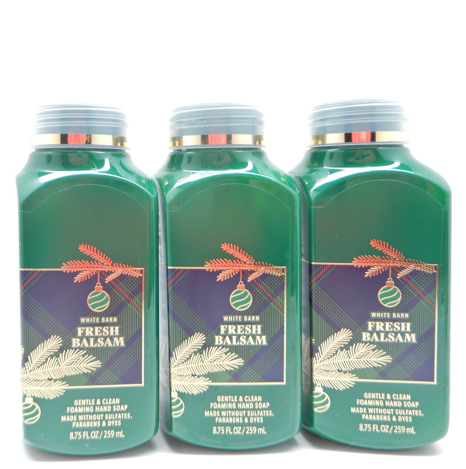3 BATH & BODY WORKS WHITE BARN FRESH BALSAM GENTLE & CLEAN FOAMING HAND SOAP NEW