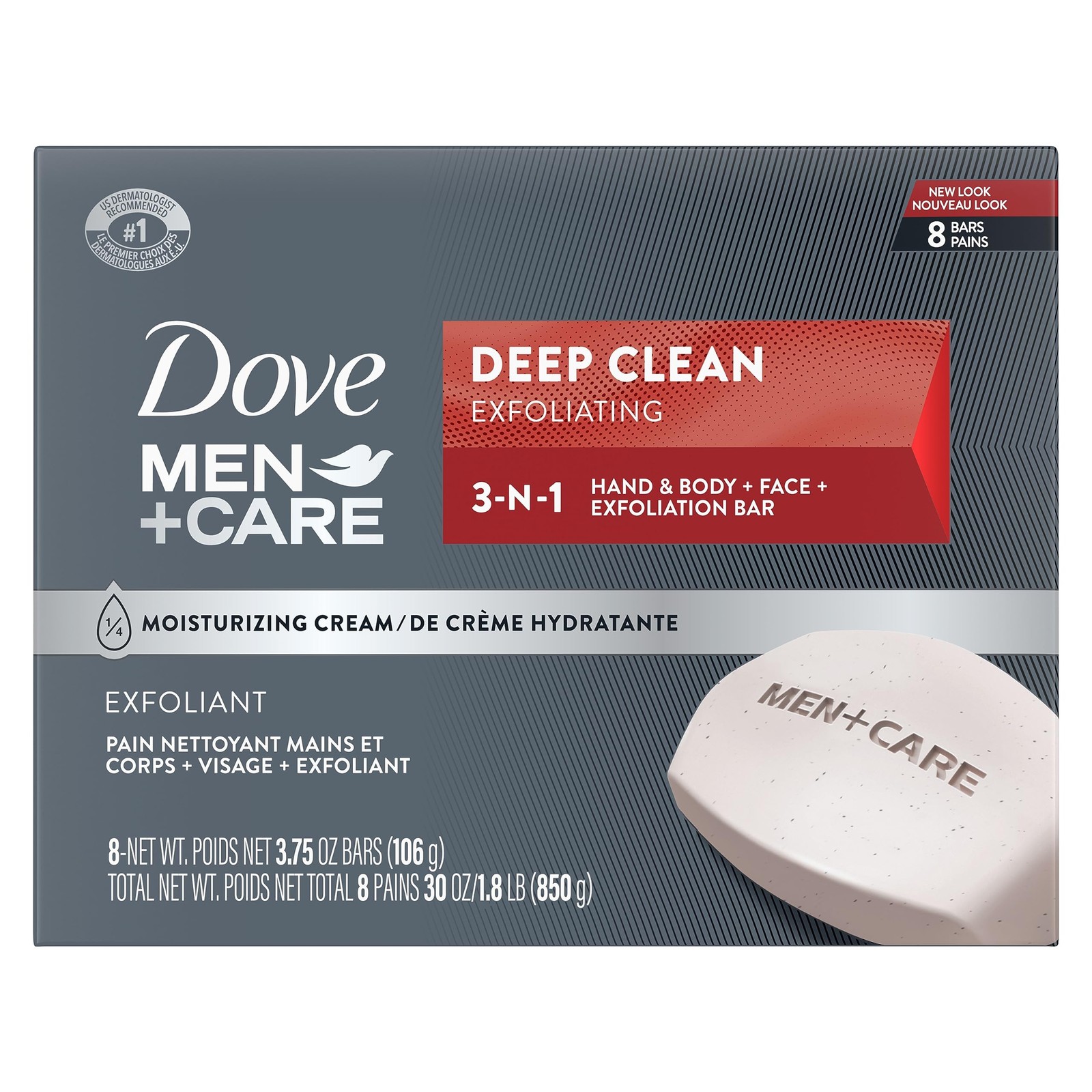 Dove Men+care Men’s Bar Soap Deep Clean 8 Bars More Moisturizing Than