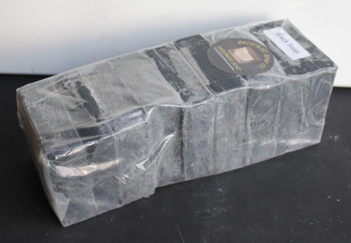 Black handmade soap loaf 9 Precut square bars