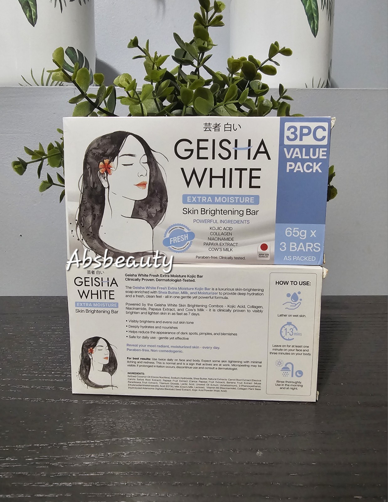 1× Geisha White Fresh Extra Moisture Skin Brightening Cleansing Soap 3PC ×65g ✨️