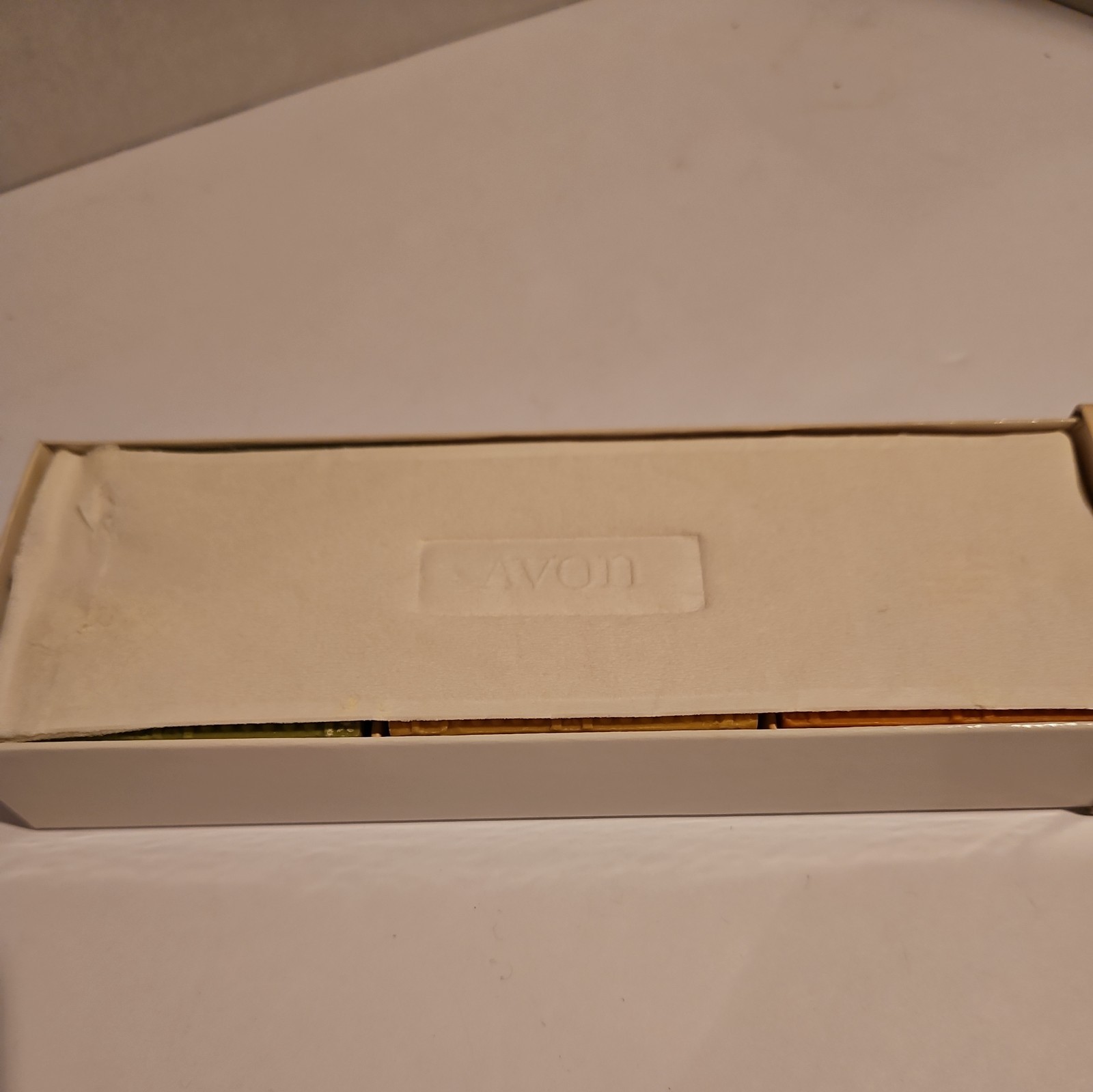 3 Avon PATCHWORK Perfumed Soaps ORANGE YELLOW GREEN Vintage 2 Soaps New