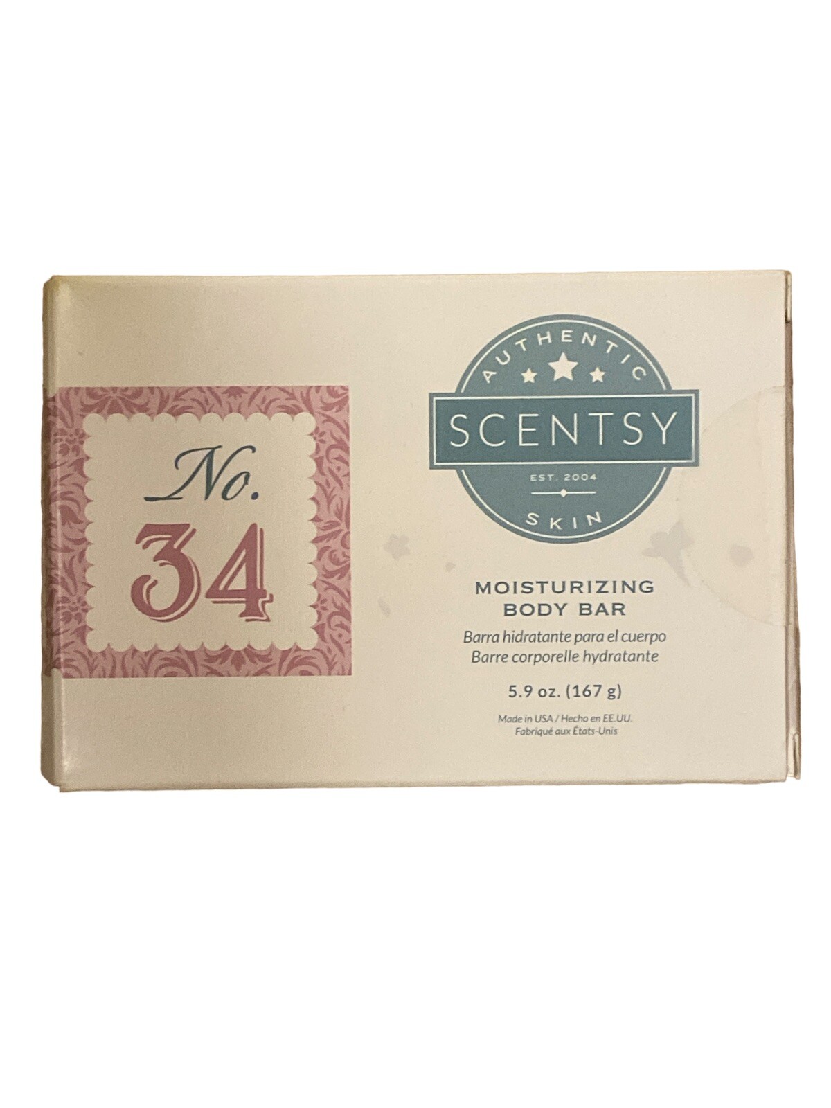 Scentsy Skin Moisturizing Body Bar No. 34 ~ 5.9 Oz. New In Box