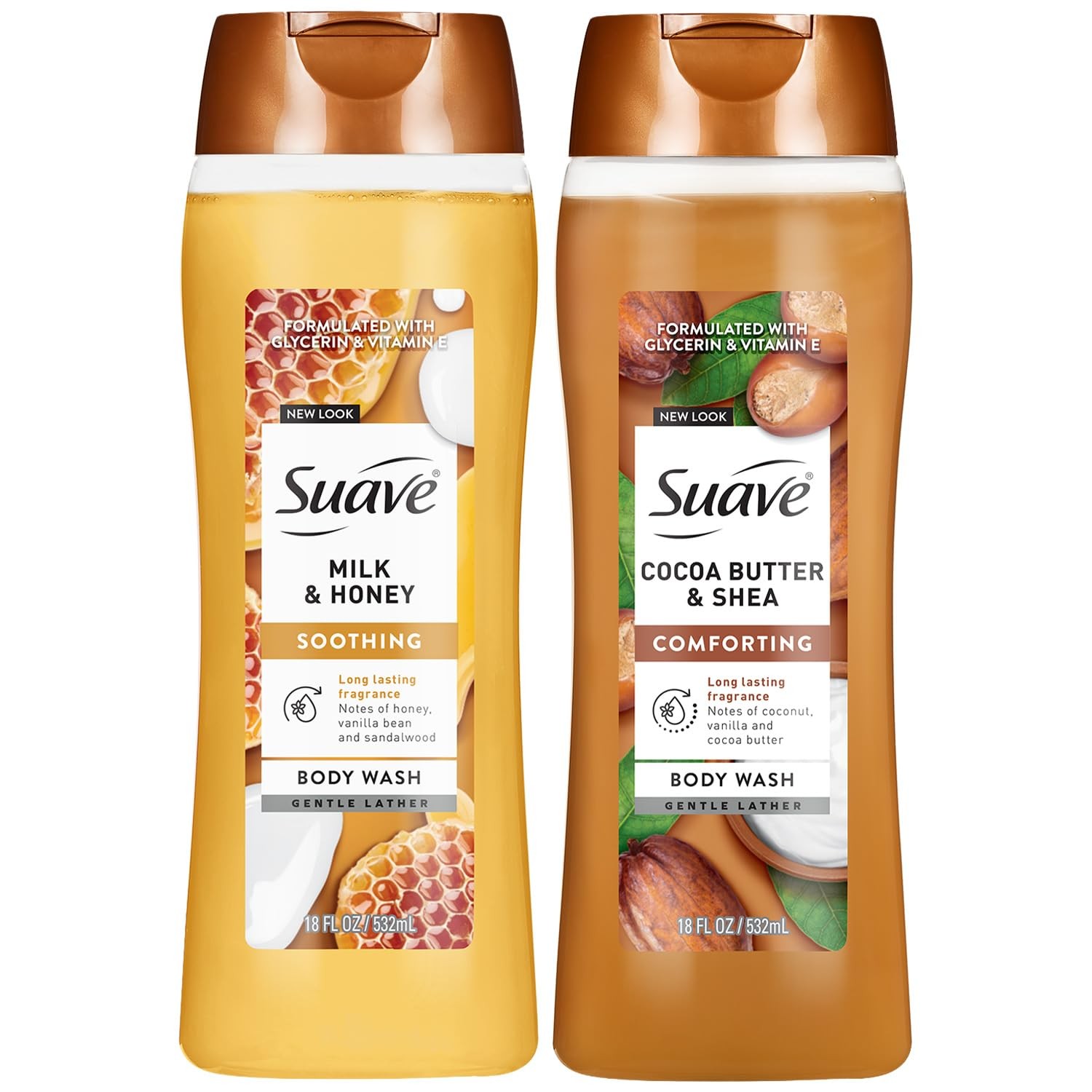 Suave Body Wash Variety 2-Pack, Milk & Honey + Cocoa 9 Fl Oz (Pack of 2)