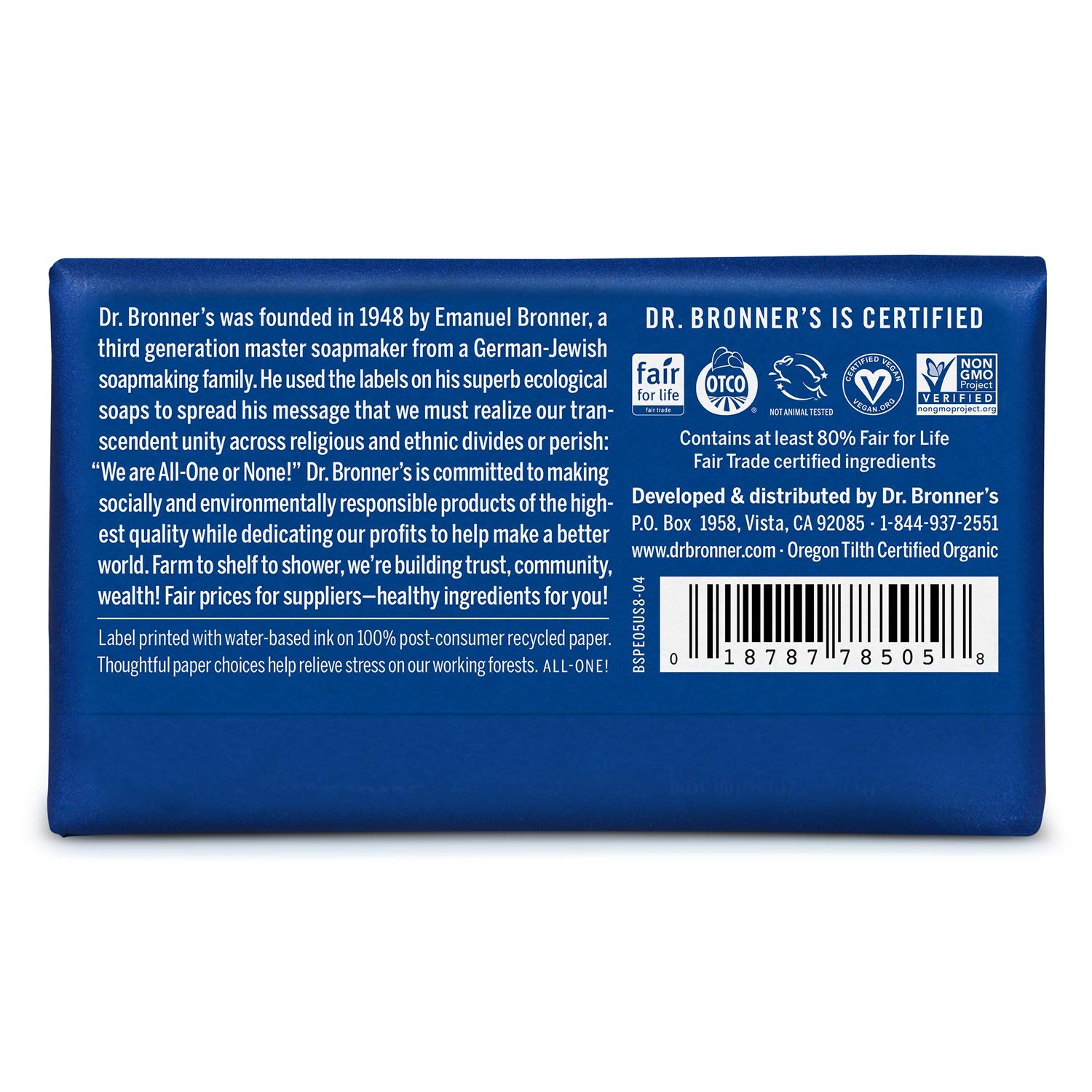 Dr. Bronner’s – Pure-Castile Bar Soap (Peppermint, 5 ounce, 8-Pack) – Made…