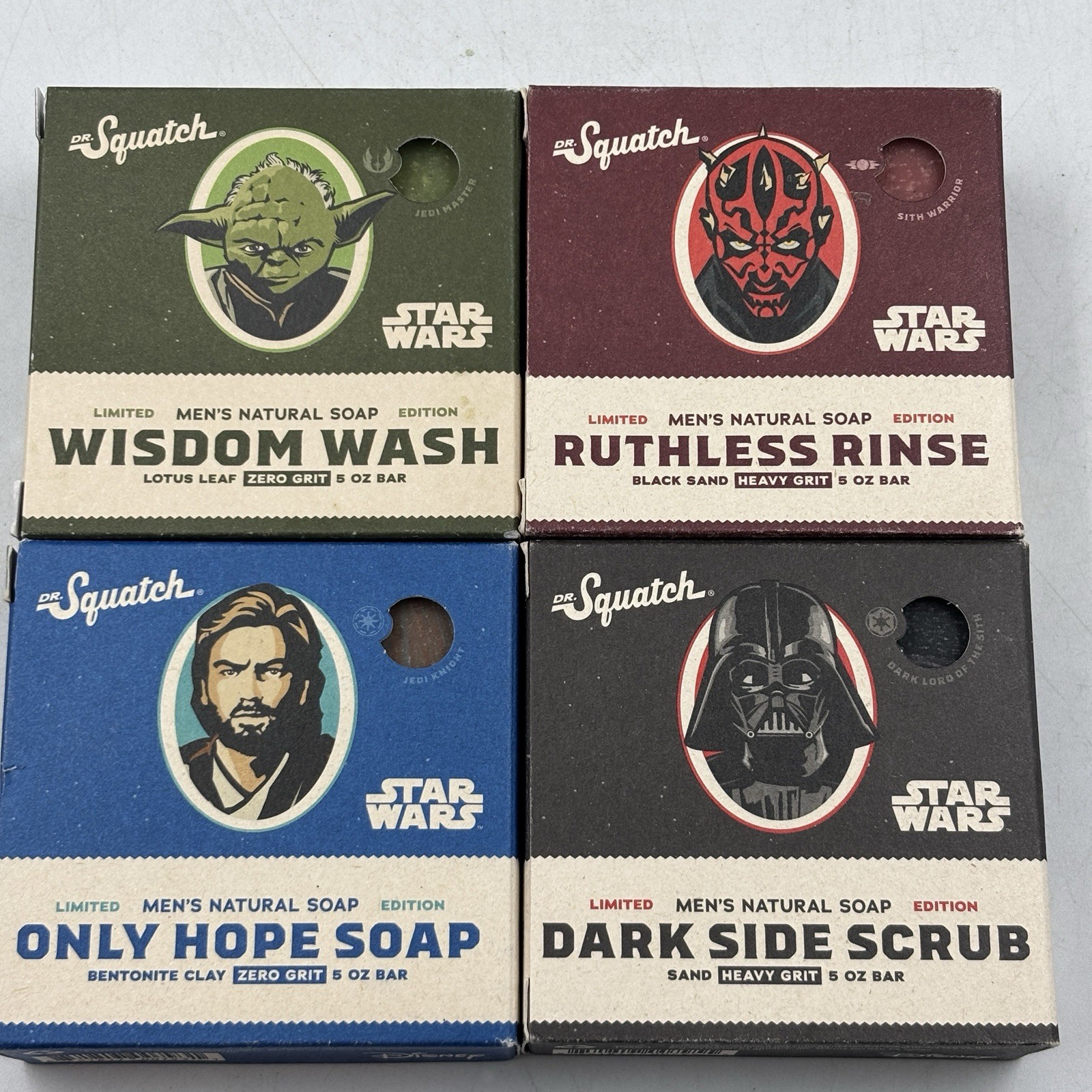 Dr. Squatch Star Wars Soap 4-Pack | Dark Side Scrub Wisdom Wash Stocking Stuffer