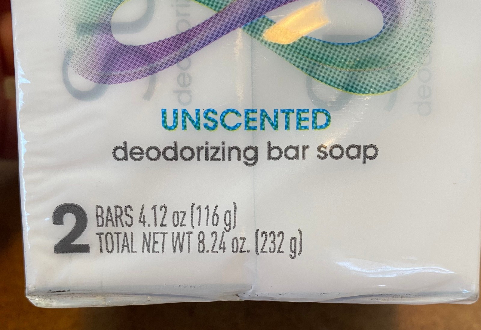 SURE 1 Pack (2 bars) of 4.12 oz UNSCENTED Deodorizing Soap-factory sealed NEW