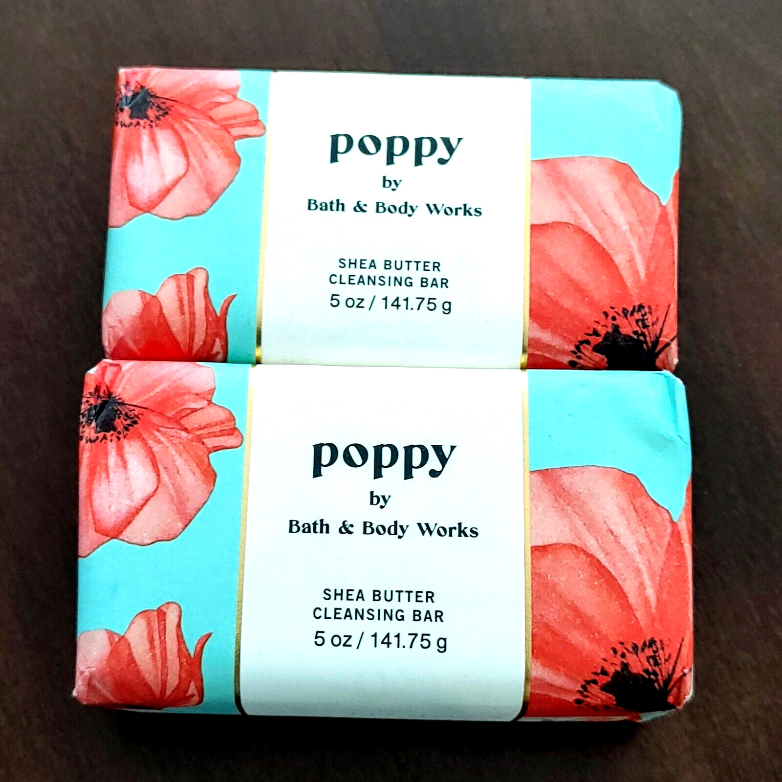2-PACK Bath & Body Works POPPY Shea Butter Cleansing Bar Soap Body Soap 5oz