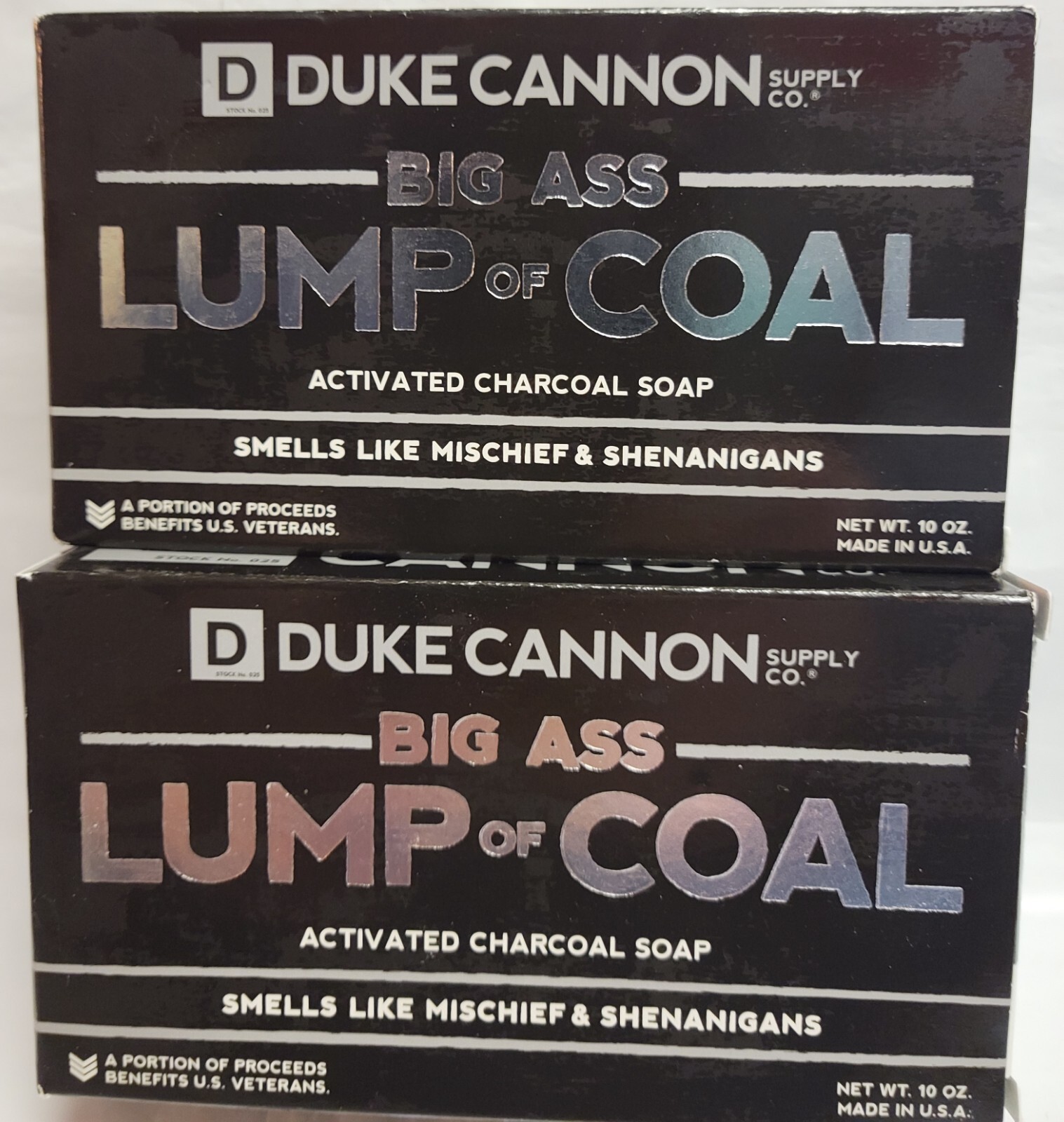 2 Duke Cannon Big Lump Of Coal Bar Soap for Men 10oz Activated Charcoal Stocking