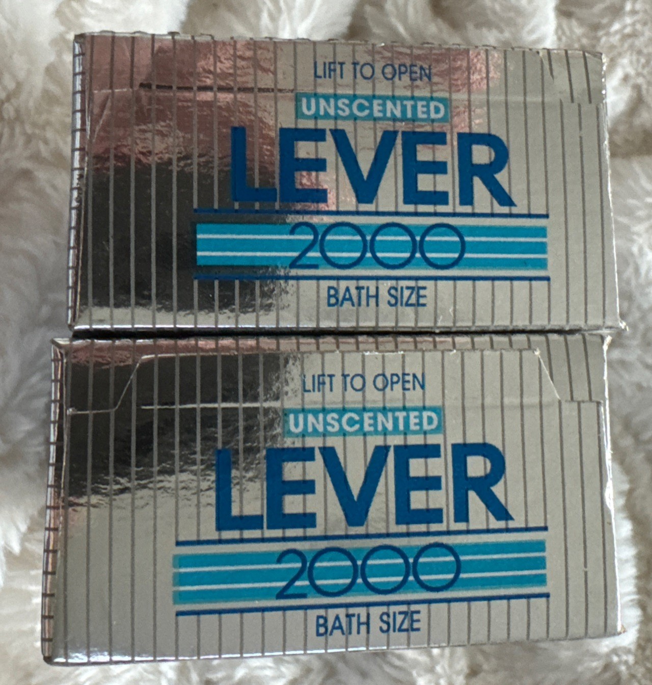 Vintage 1993 LEVER 2000 Unscented White Deodorant 2 Pack Bath Bar Soaps 5oz Each