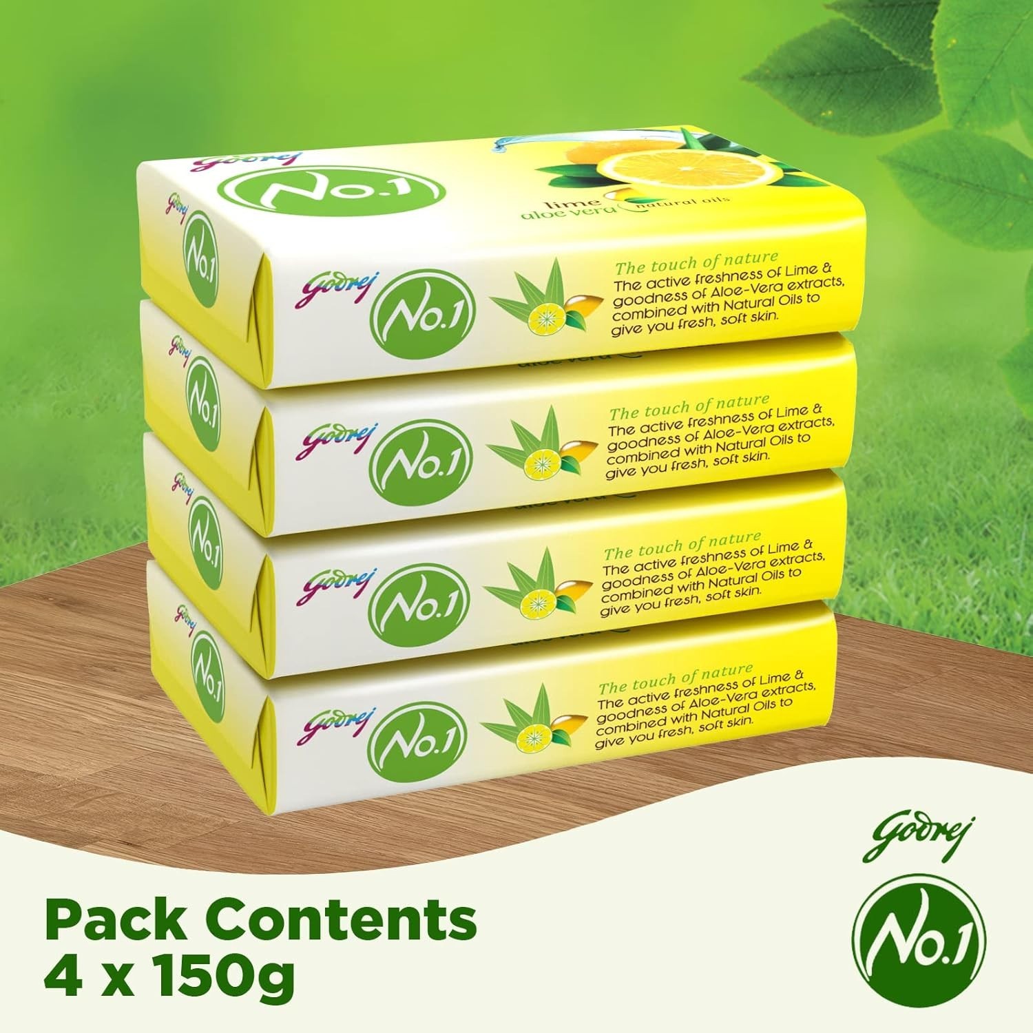 Godrej No.1 Lime & Aloe Vera Soap – Pack of 4 (150g each)