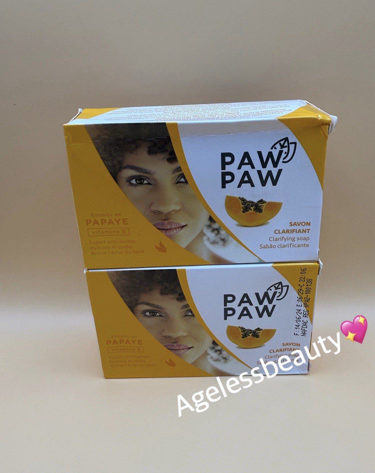 2PCS Paw Paw Papaya Clarifying Soap With Vitamin E 180g Each