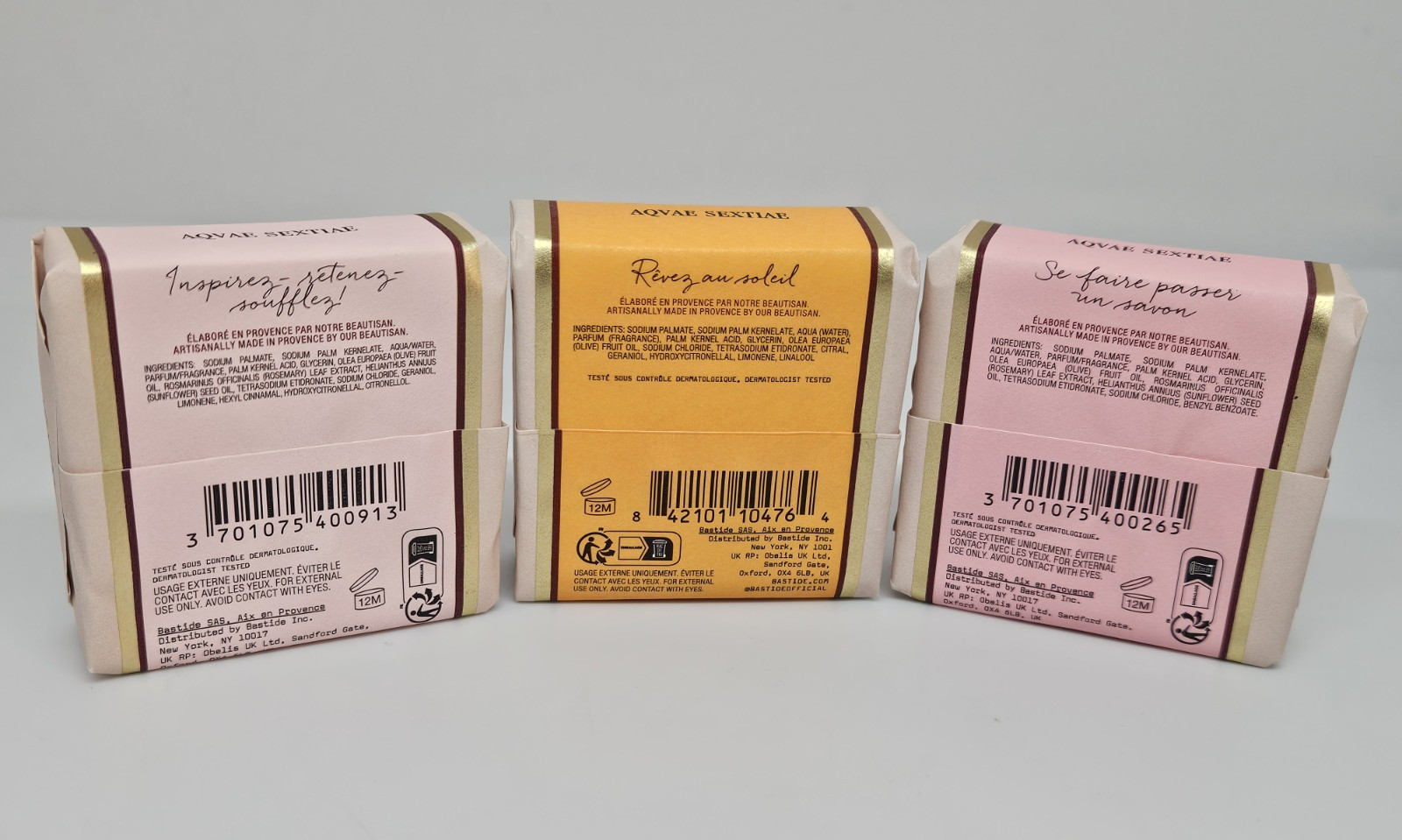 Bastide FIGUE ORANGER & ROSE Savon De Provence Soap 1.7oz Travel Size (3 Pack)