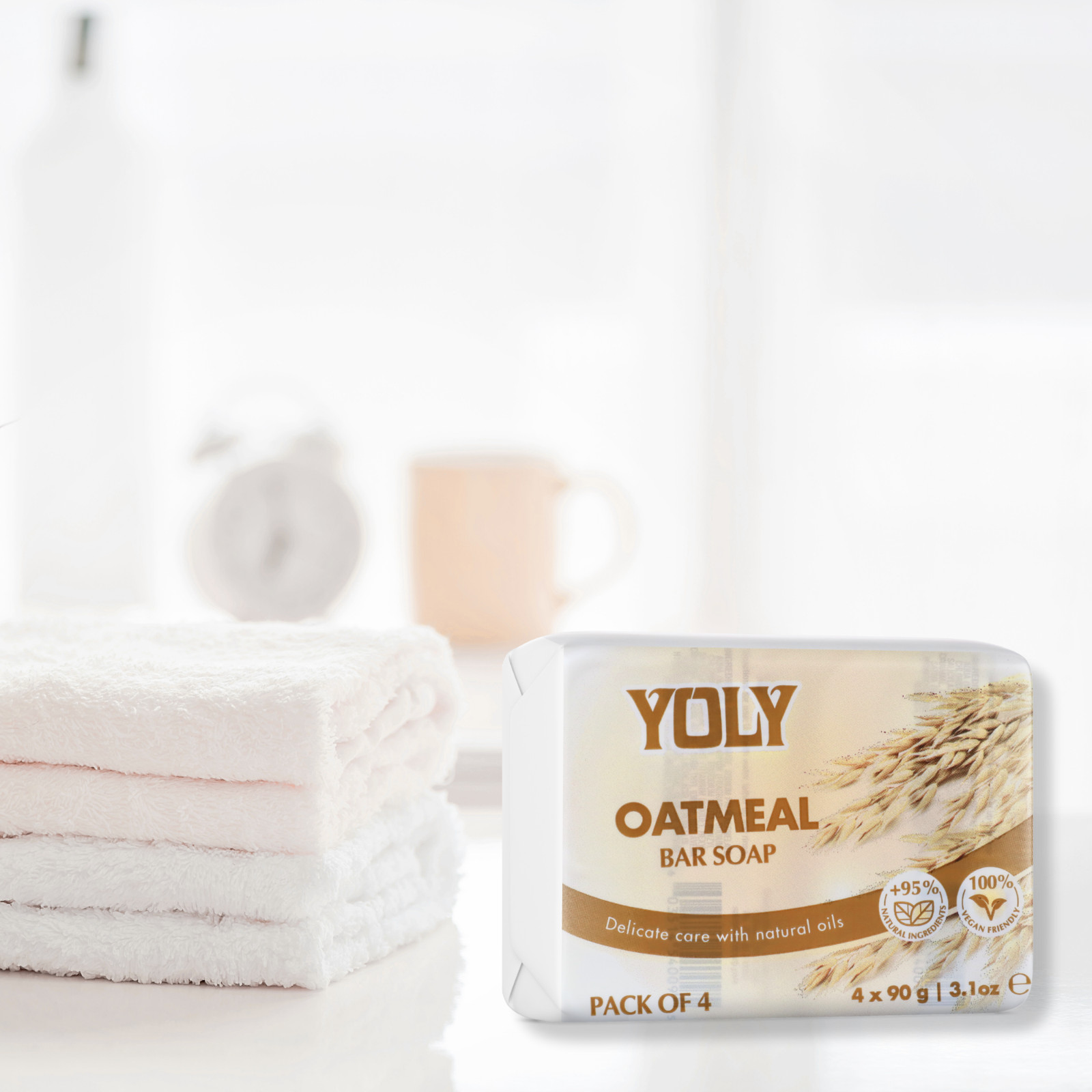Yoly Bar Soap Oatmeal 4 Pack 90g each –Gentle Daily Cleanser