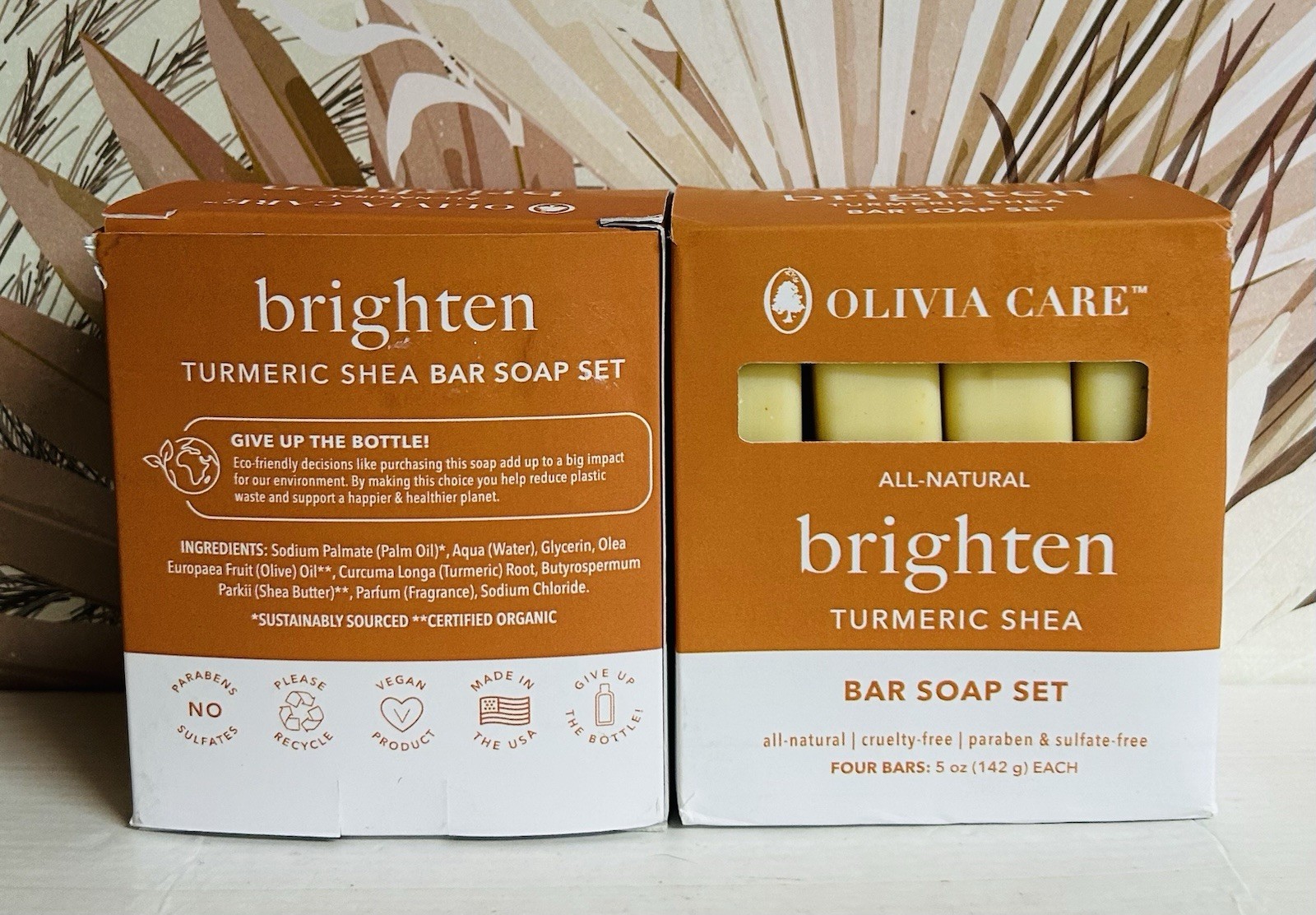 2-Pack Olivia Care ~ Turmeric Shea Bar Soap Set 8 X 5 oz Each