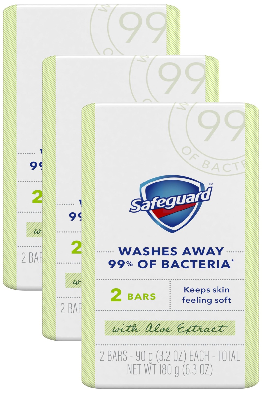 Safeguard Bar Soap Fresh Clean Scent with 6.4 Ounce (Pack of 3), Off White