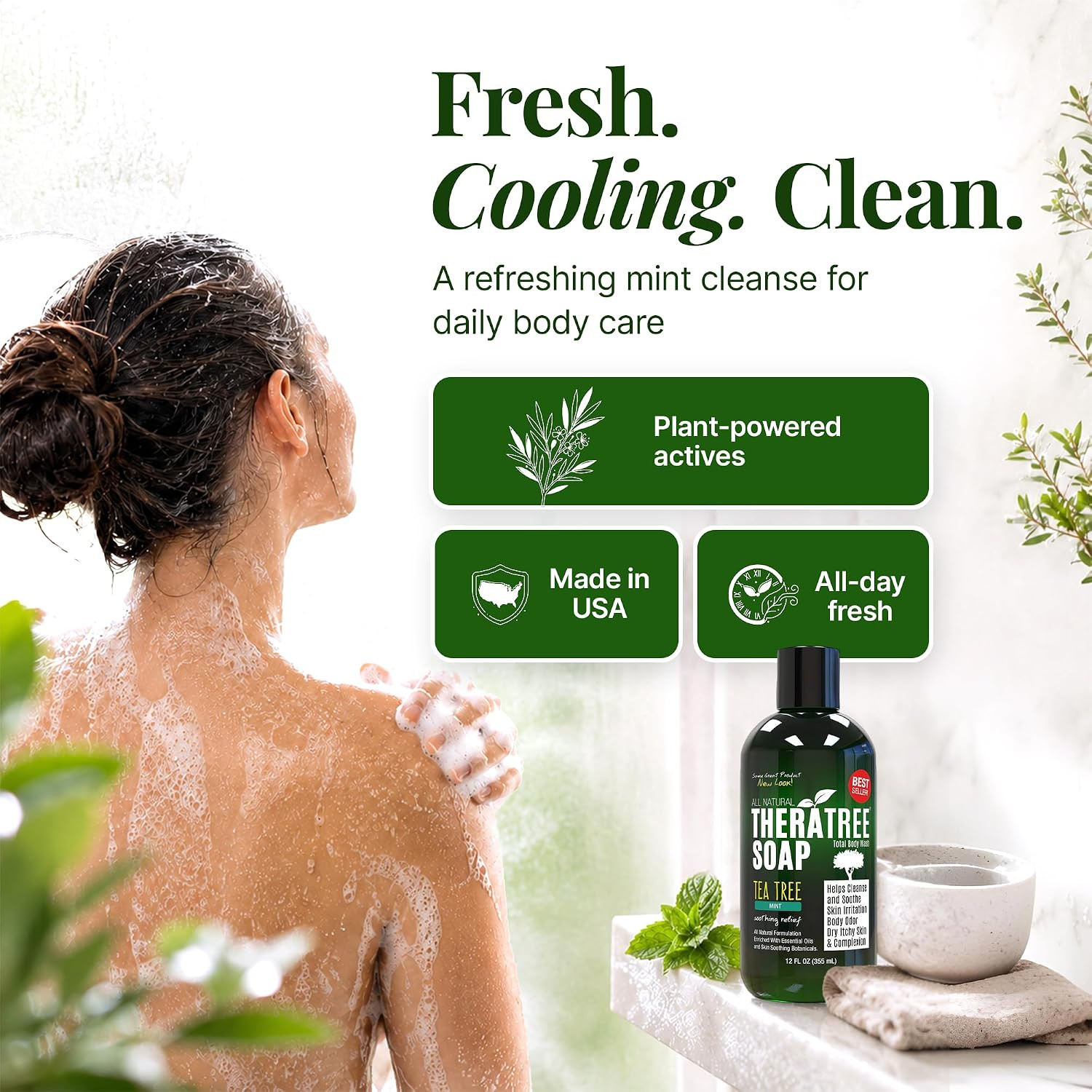 Theratree Tea Tree Oil Soap with Neem Oil – 12Oz – Helps Skin Irritation, Body