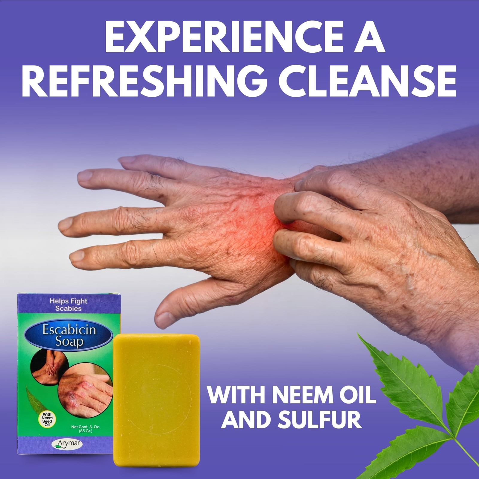 Escabicin Sulfur Soap Bar with Neem Oil: 3 oz Deep Cleansing Formula for Oily…