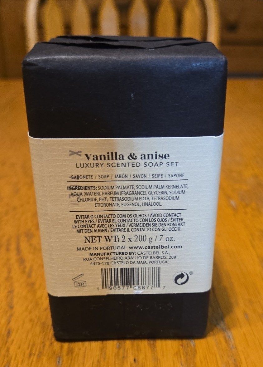 Castelbel vanilla & anise luxury scented bar soap 2 7oz bars