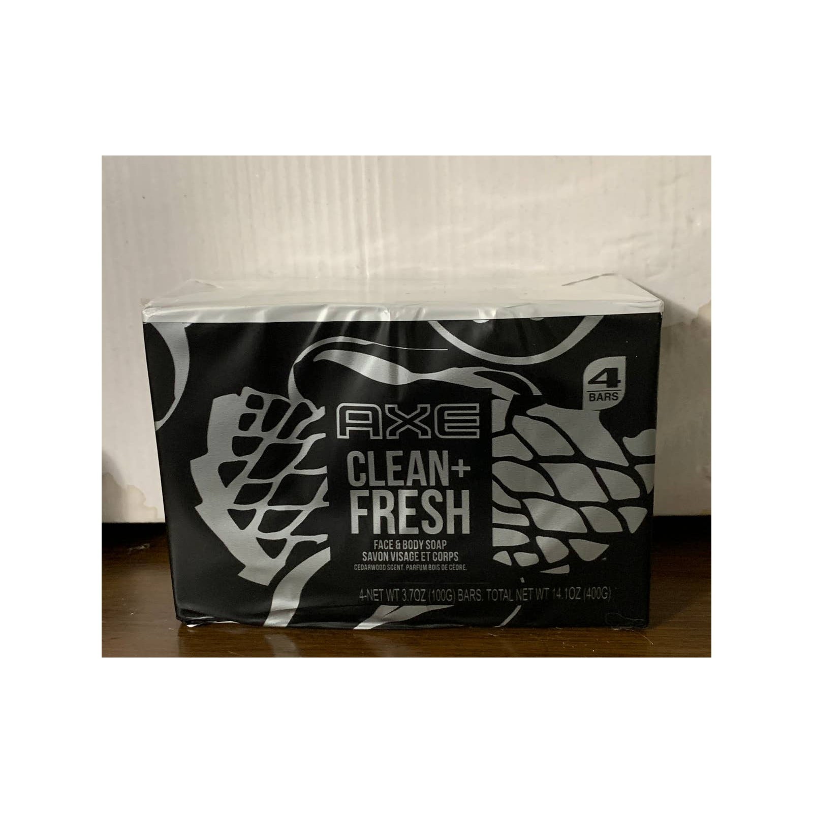 AXE 4Pk of Clean & Fresh Face/Body Soap Cedarwood Scent 4 (3.7Oz) Bars
