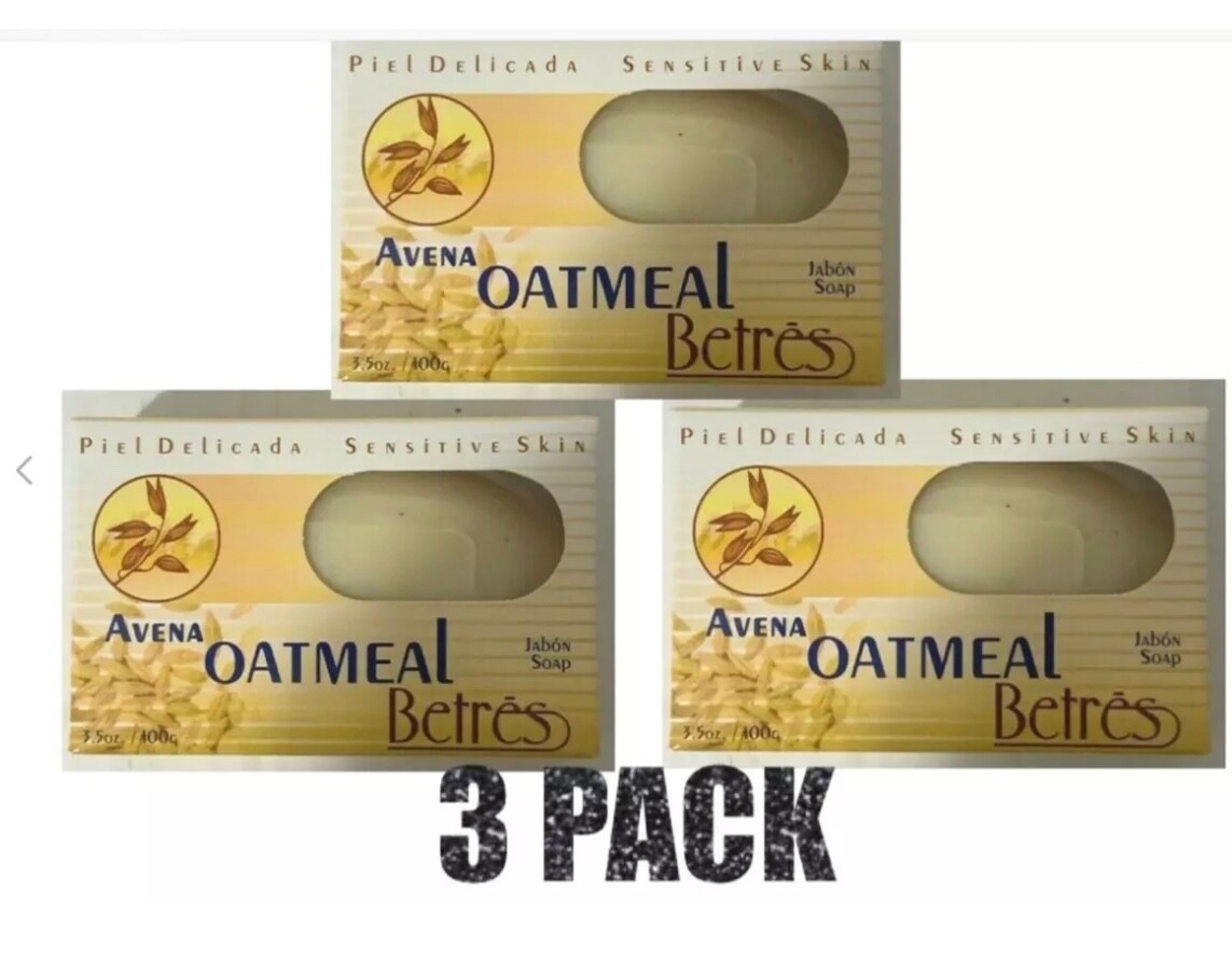 Avena Betres,Oatmeal Jabon Soap 3.50 oz Cleansing Bar ( 3 Pack )
