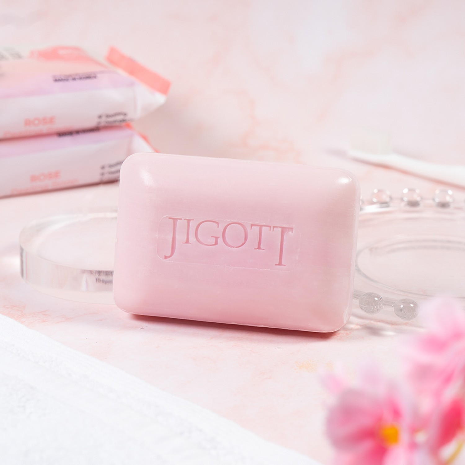 Jigott Rose Peeling Soap 100g 2 Pack – Exfoliating K Beauty Bar