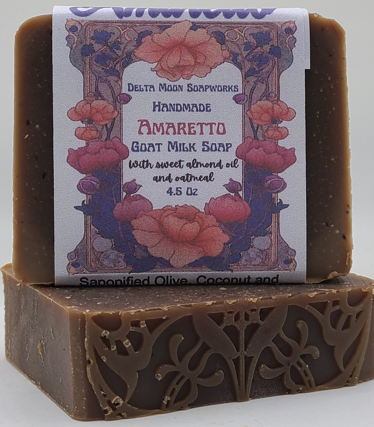 Handmade Amaretto Goat Milk Soap, Oatmeal, + samples, ships fast