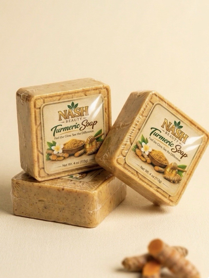 NASH Beauty Turmeric Soap Bar 4oz Handmade Glow Soap for Face & Body