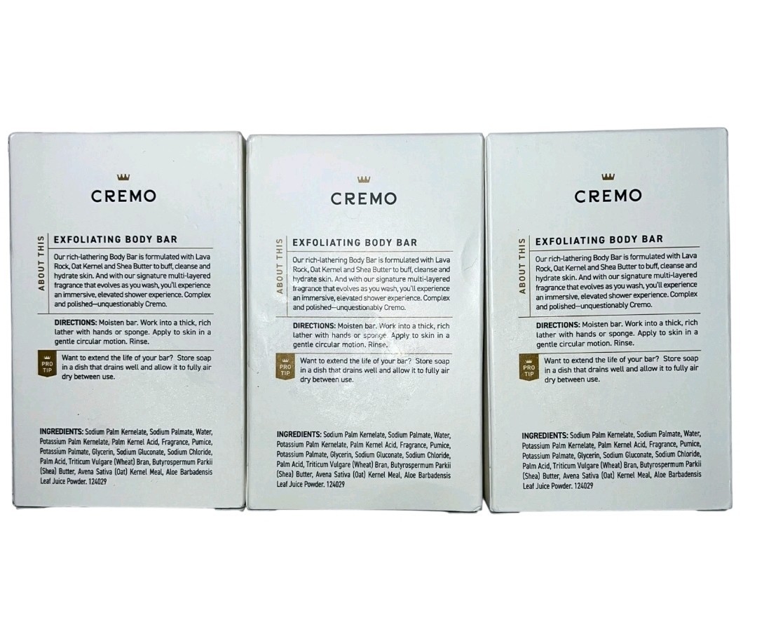 Cremo Bourbon & Oak Exfoliating Body Bar Soap 3x 6oz Men’s
