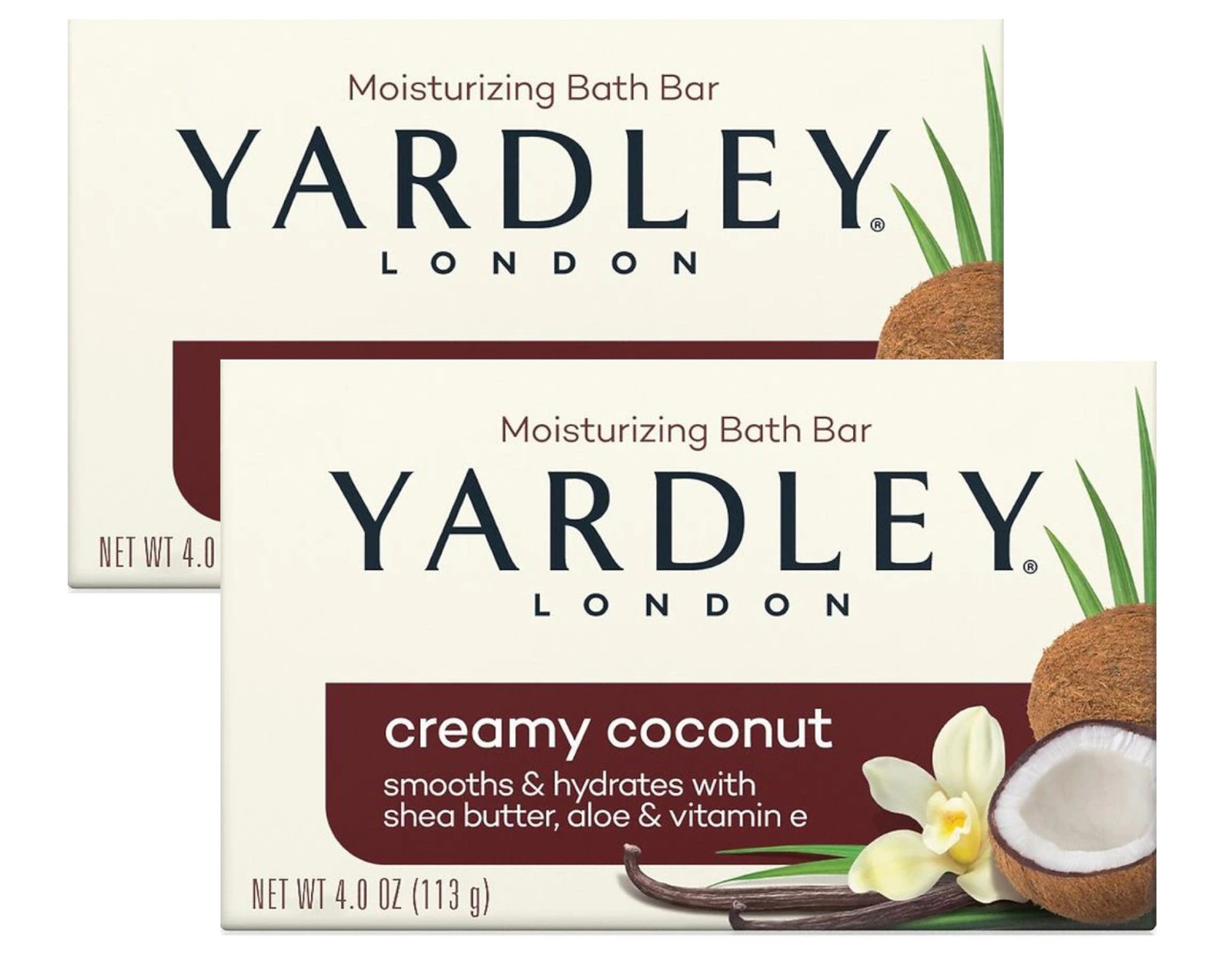 Yardley London Moisturizing Bath Bar Creamy Coconut 4oz. – Pack of 2