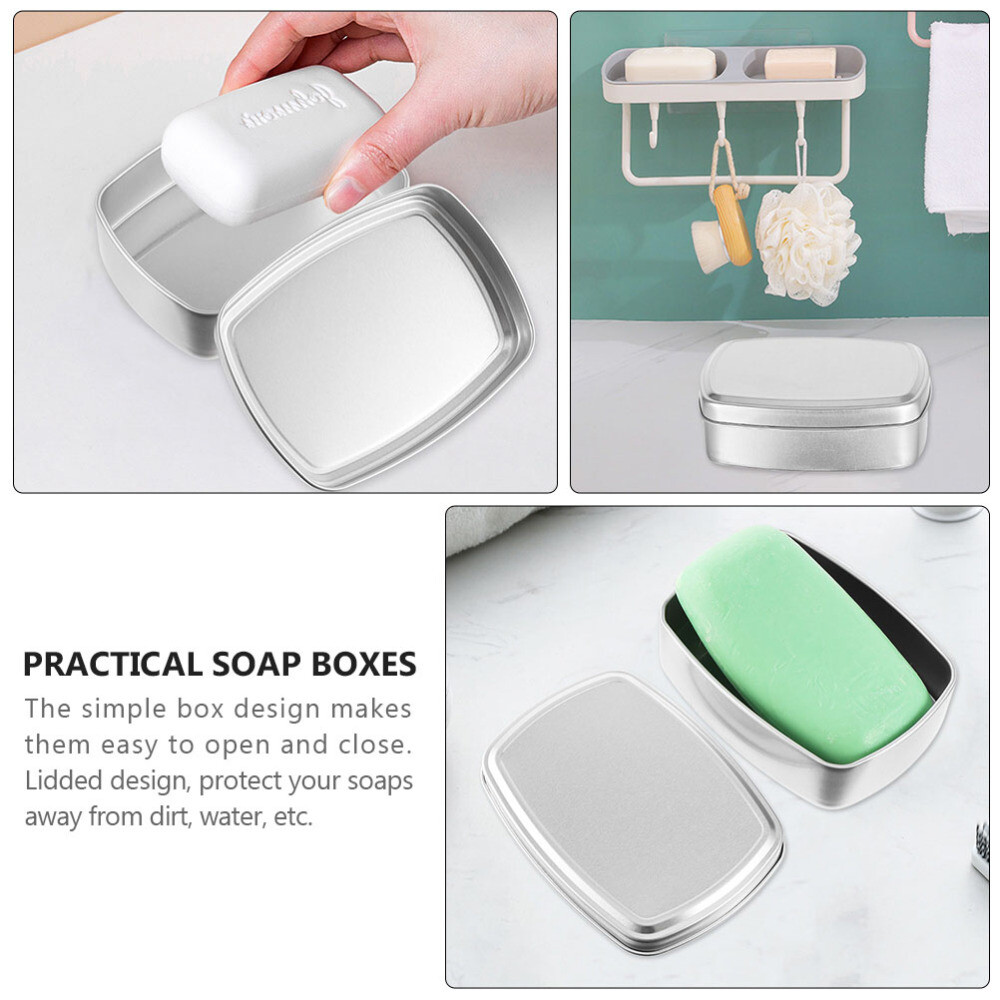 3PCS Travel Soap Container Soap Boxes Tin Cookie Box Rectangular Metal Tin