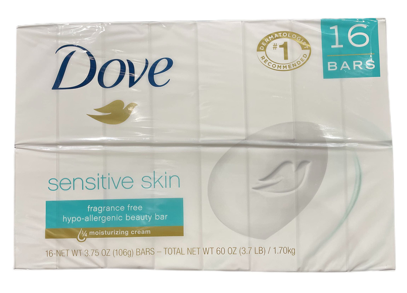 Dove Beauty Bar Soap Sensitive Skin 3.75oz 16 Bars USA Seller Bulk Pack