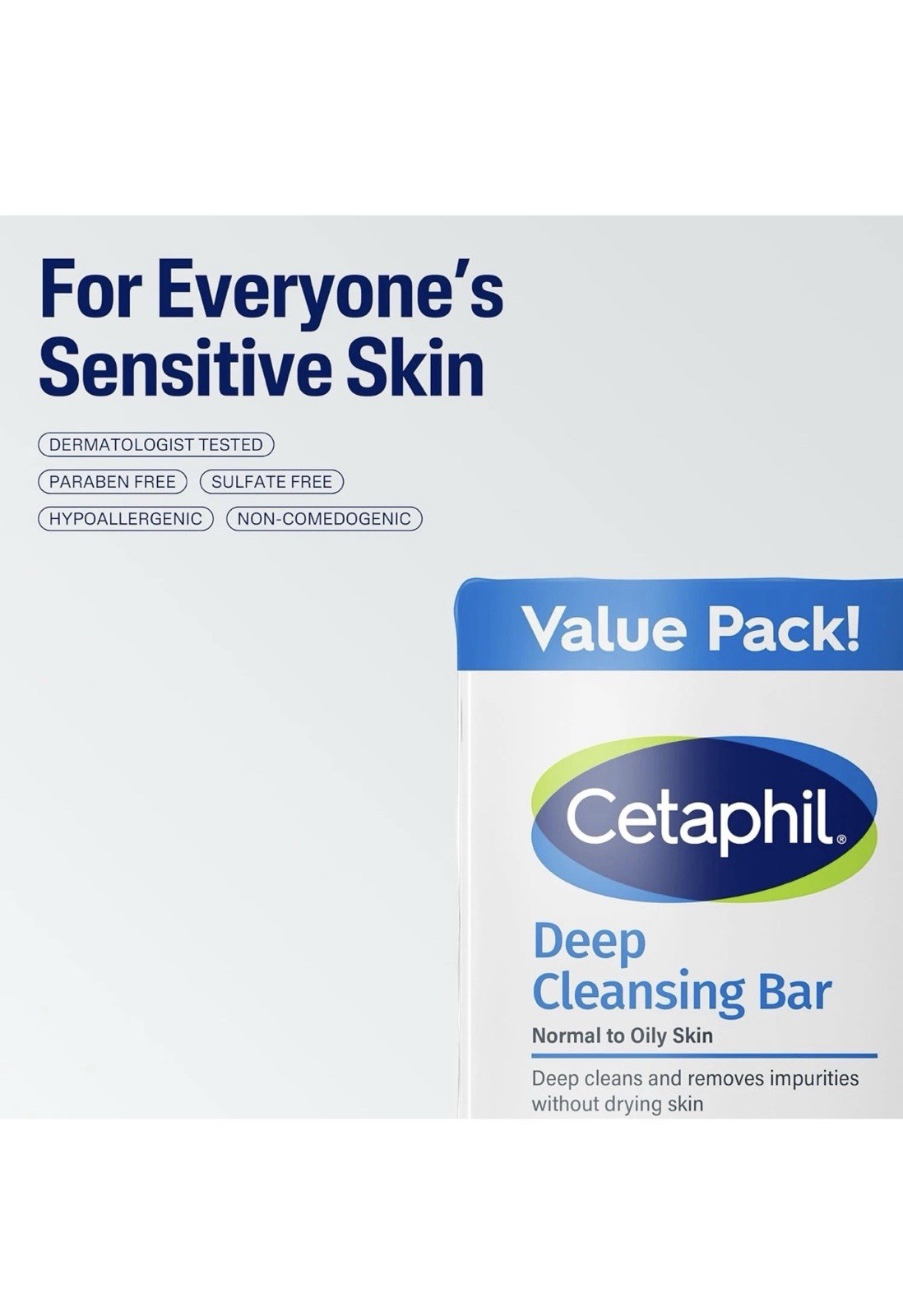 Cetaphil Deep/Gentle Cleansing Soap Bar, Value Pack (3)