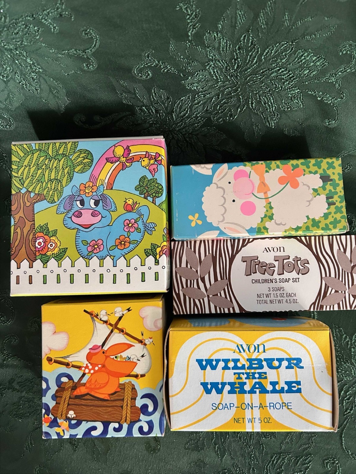 VTG Avon Soaps Animal Theme Lot Of 5 Soap On A Rope Blu Moo-Lamb-Pelican-Whale