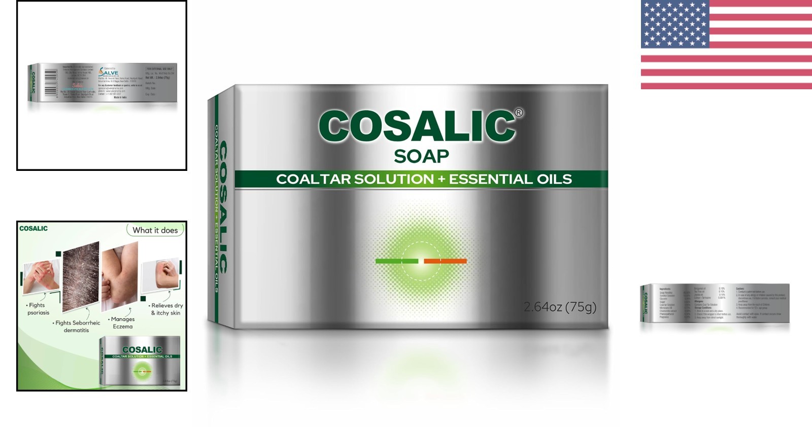 Daily Use Coal Tar Bathing Bar 75g with Essential Oils for Refreshing Cleansing