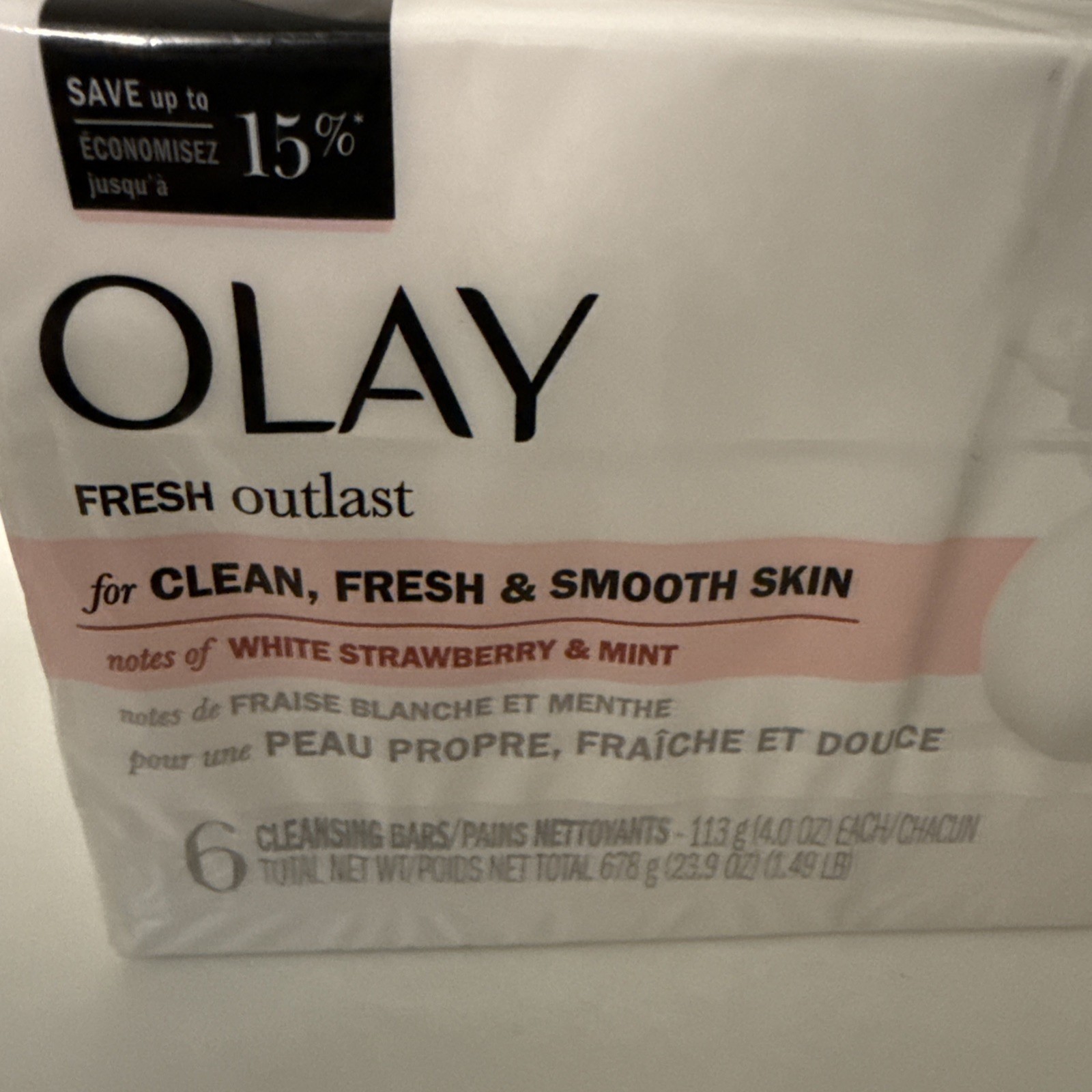 6 Olay Fresh Outlast White Strawberry & Mint Cleansing Bars 4oz Each Large Size