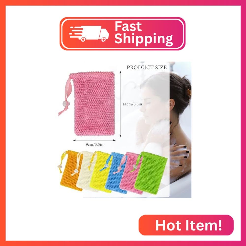 Feelorna 6 Pack Soap Bags, Colorful Soaps Saver Bag Mesh Soap Bags for Soaps Bar