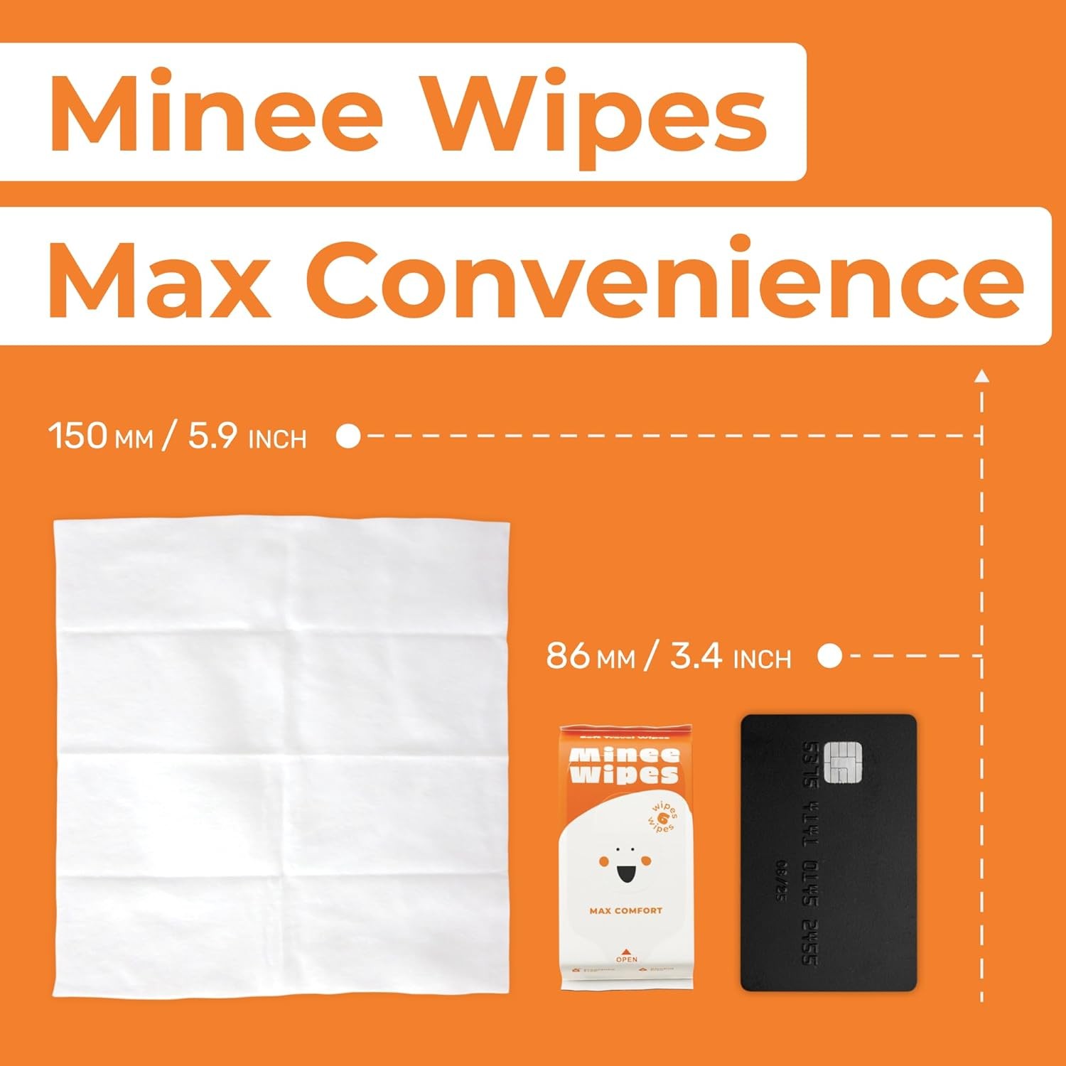 Impossibly Compact Travel Wipes – Skin-Friendly Wet 6 Count (Pack of 10)