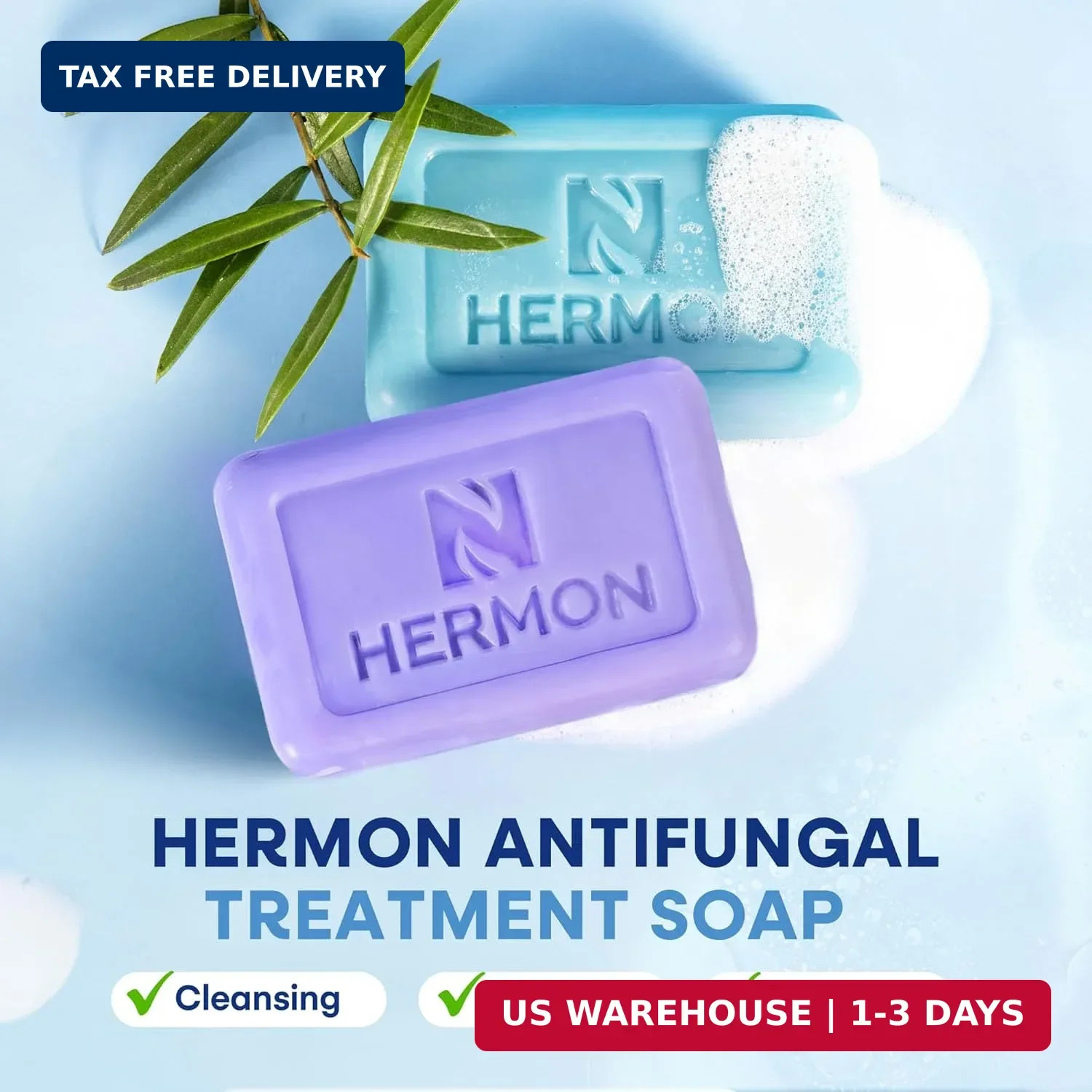 Antifungal Body & Face Wash Soap Bar 4Pack Tea Tree Oil Soothing Itchy Relief