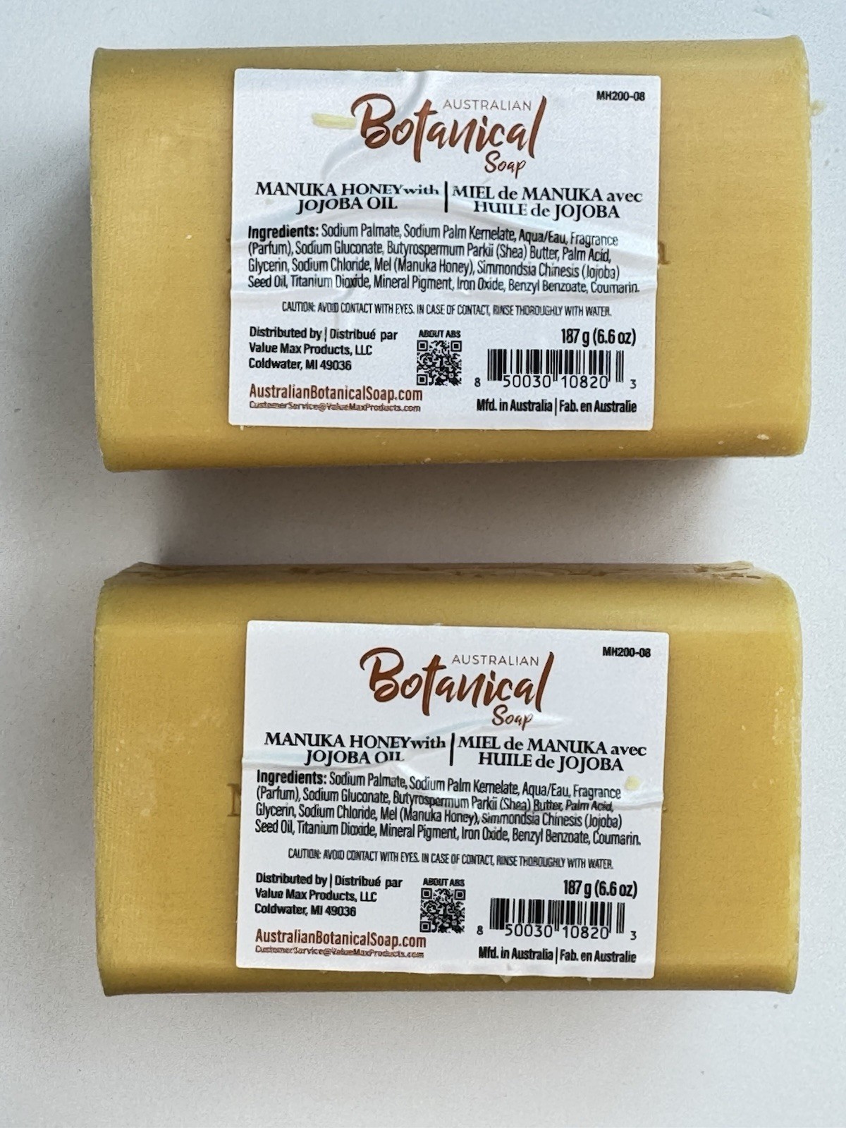 Australian Botanical Soap Manuka Honey Jojoba Oil 6.6 oz Bars Lot of 2