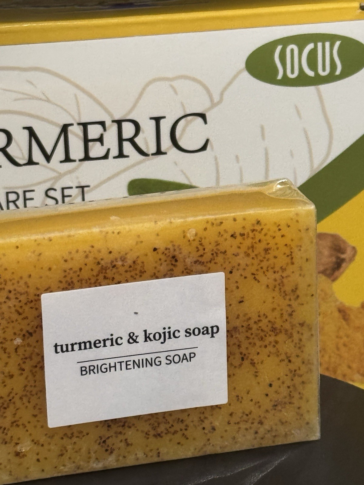 Socus Turmeric & Kojic Brightening Soap Bar 3.52oz Lemon Scent Moisturizing