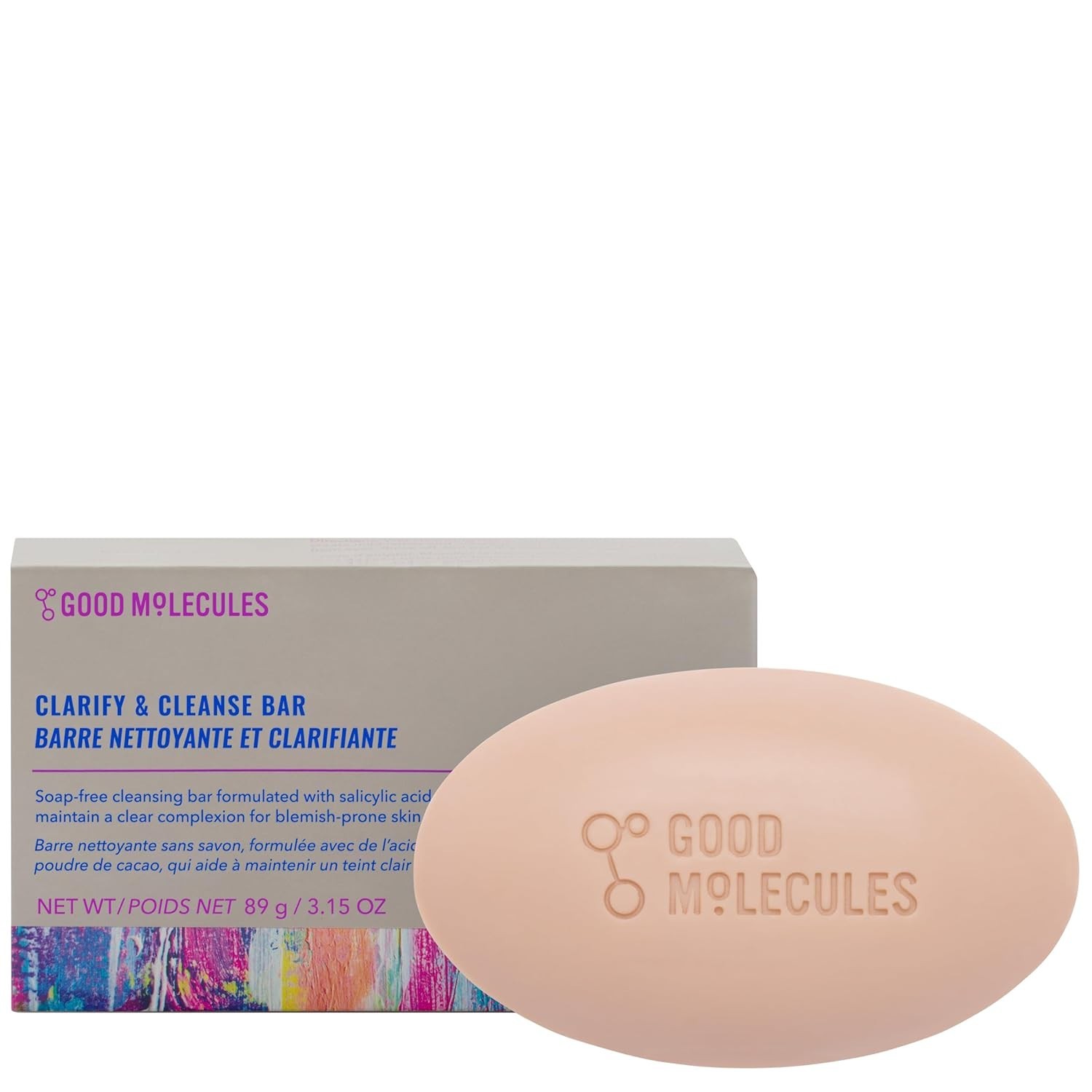 Good Molecules Clarify and Cleanse Bar – Soap-Free Bar with Salicylic Acid BHA,