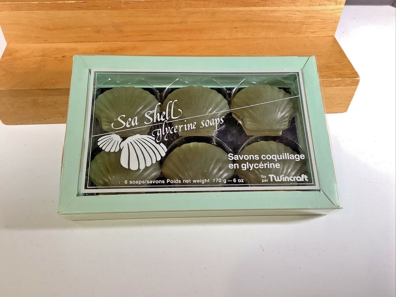 Vintage 1970’s TWINCRAFT Seashell Glycerin 6 Avocado Green Soaps NOS IN BOX