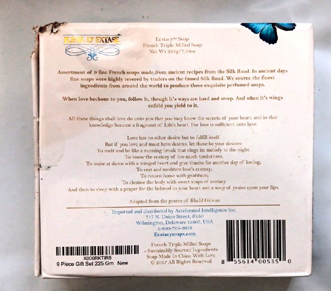 Fleur D’ Extase (Ecstacy) Soap set 9 x 25 Gram Bars Of Guest Soaps