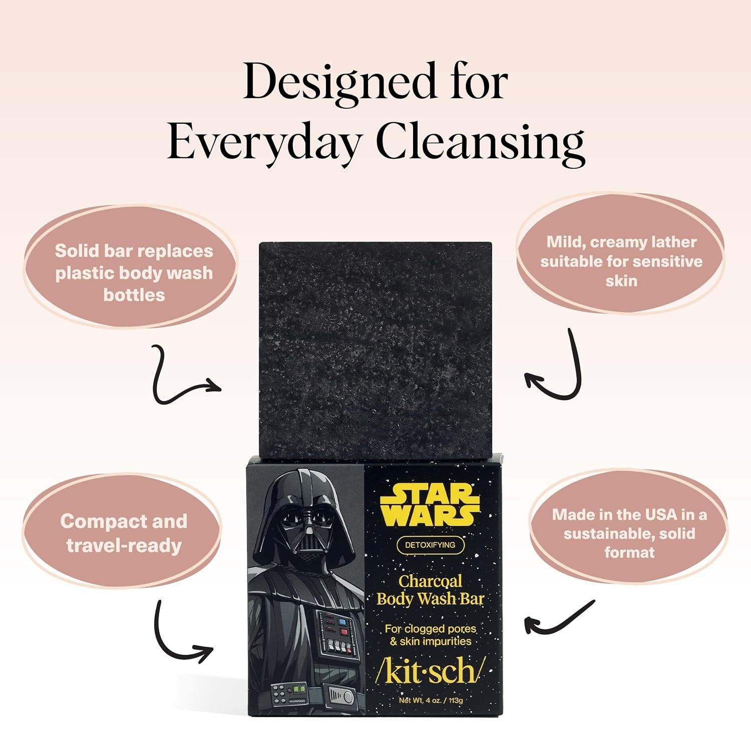Charcoal Soap Body Wash Bar x Star Wars Darth – Detoxifying Bar Soap w/Activa…