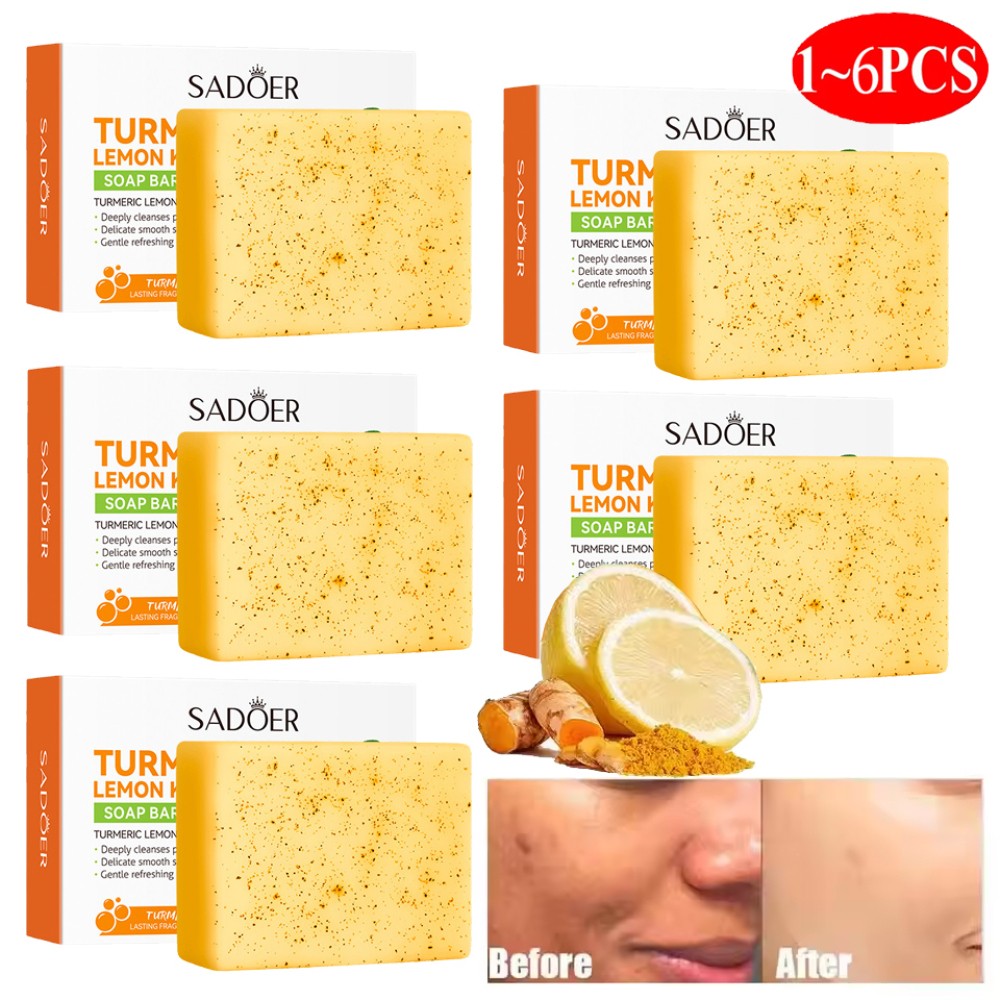 Lemon Turmeric Kojic Acid Soap Bar, Turmeric Face and Body Soap, Deep Clean 100g