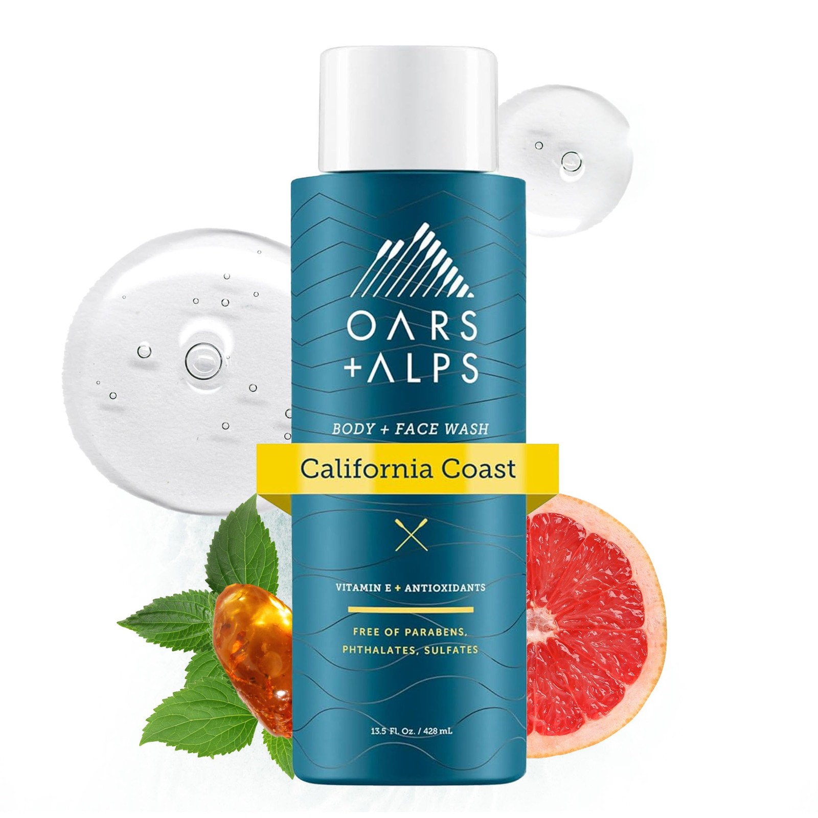 Oars + Alps Body Wash for Men, Mens 13.5 Fl Oz (1 Pack), California Coast