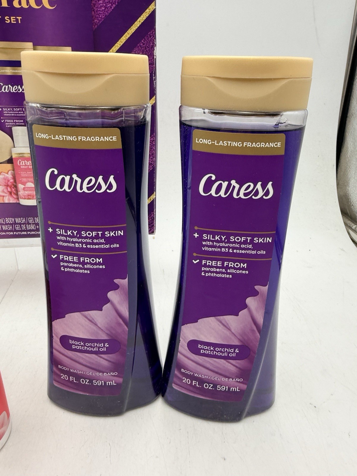 Caress Warm Embrace Bodywash and Bar Soap Skincare Gift Set 4 Piece NEW OPEN BOX