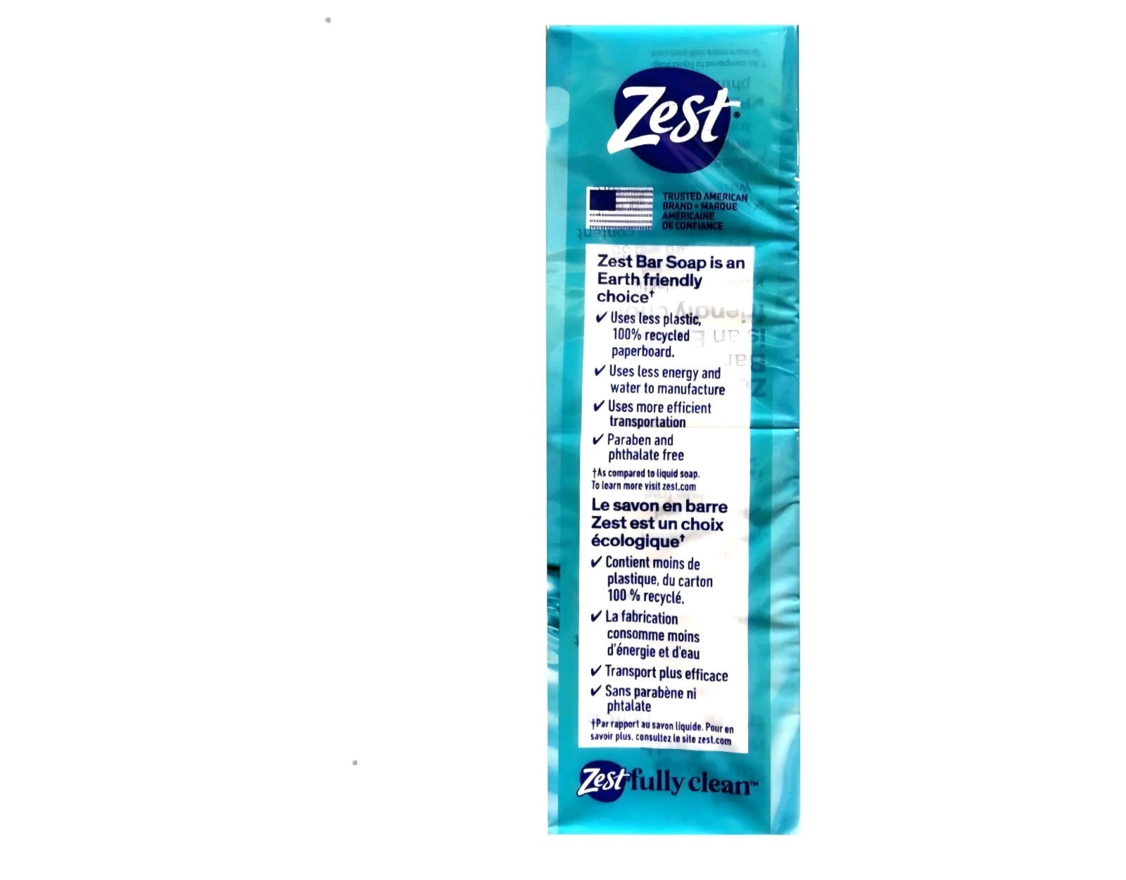 Zest Deodorant Bar Soap, Hydrating Moisture for All Skin Types, Aqua, 16 Bars