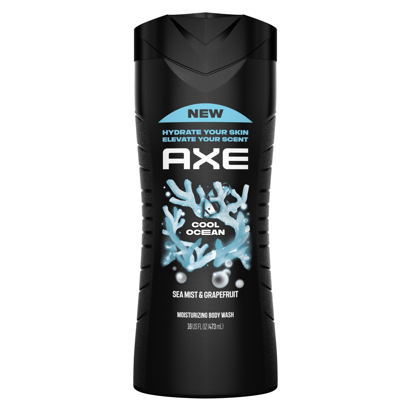 AXE Cool Ocean Men’s Body Wash With Essential 16 Fl Oz (Pack of 1), Clear